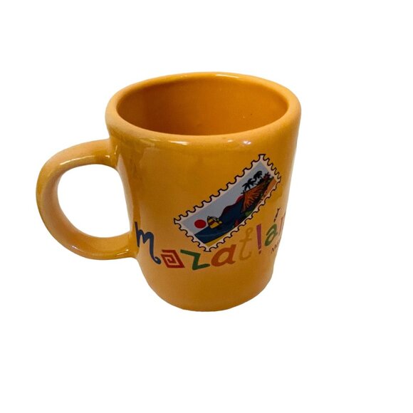 Mazatlán Ceramic Coffee Mug Bright Orange Mexico Souvenir Cup - Picture 1 of 4